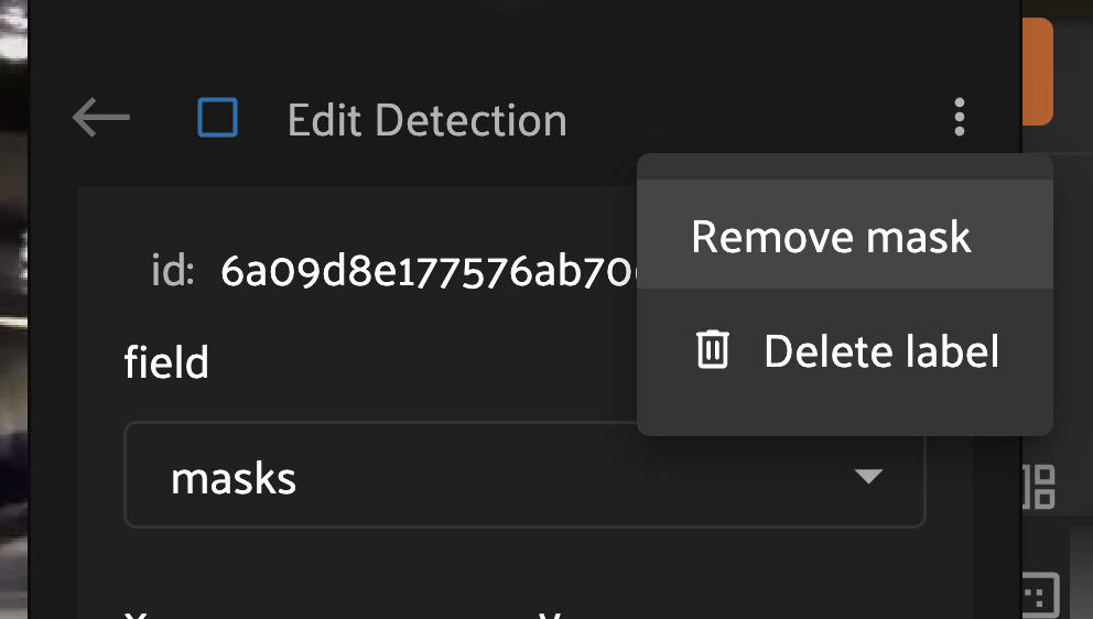 Kebab menu to add or remove a mask
