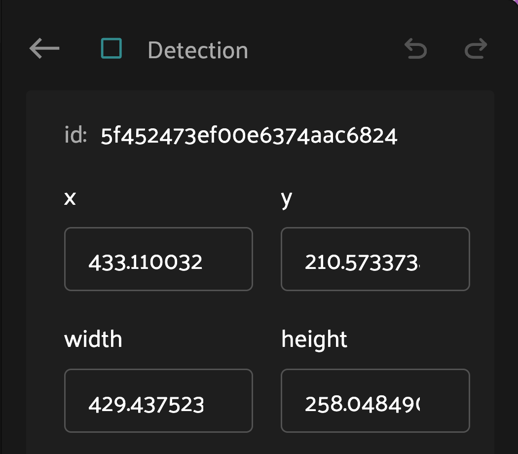 Detection spatial properties editor