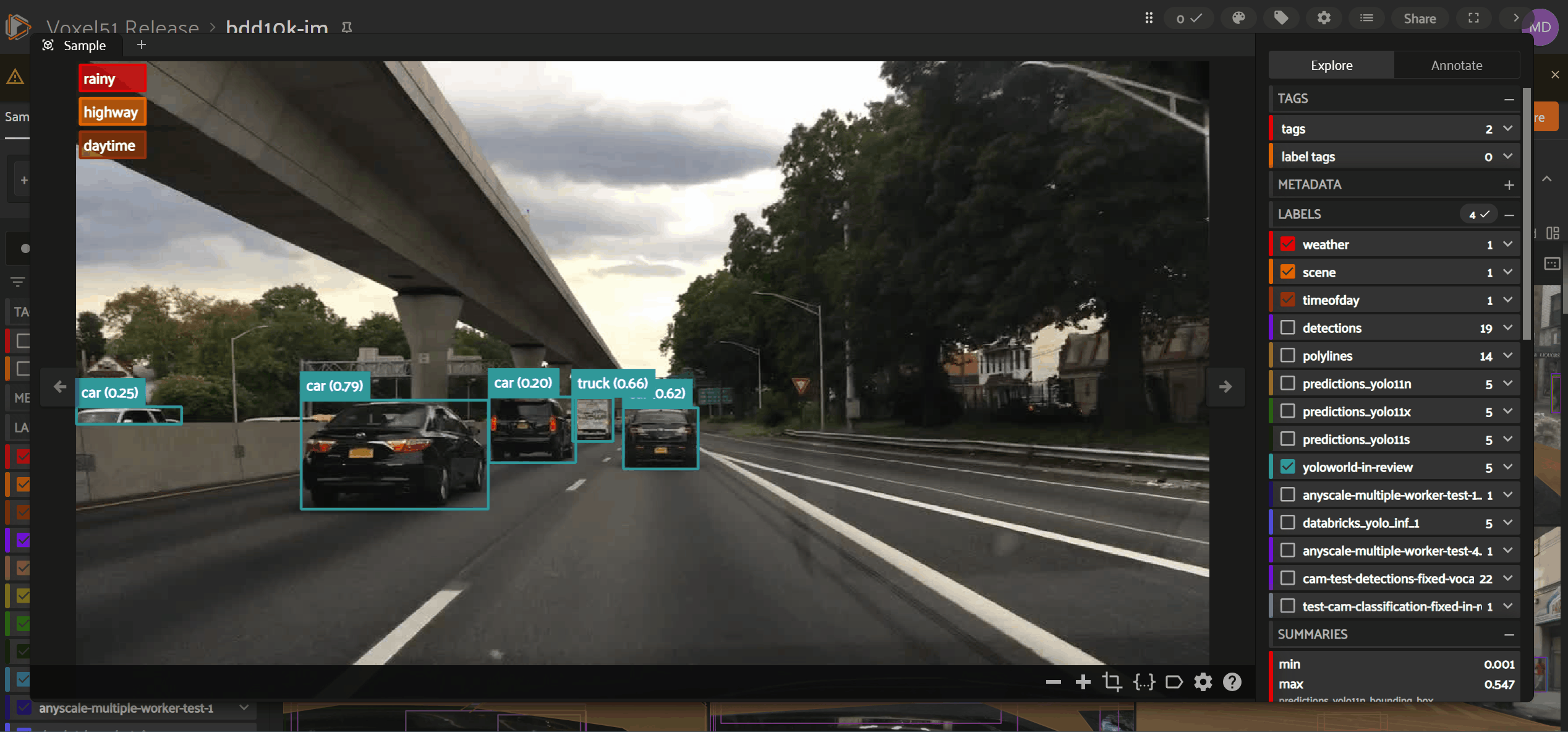 Explore tab field selection